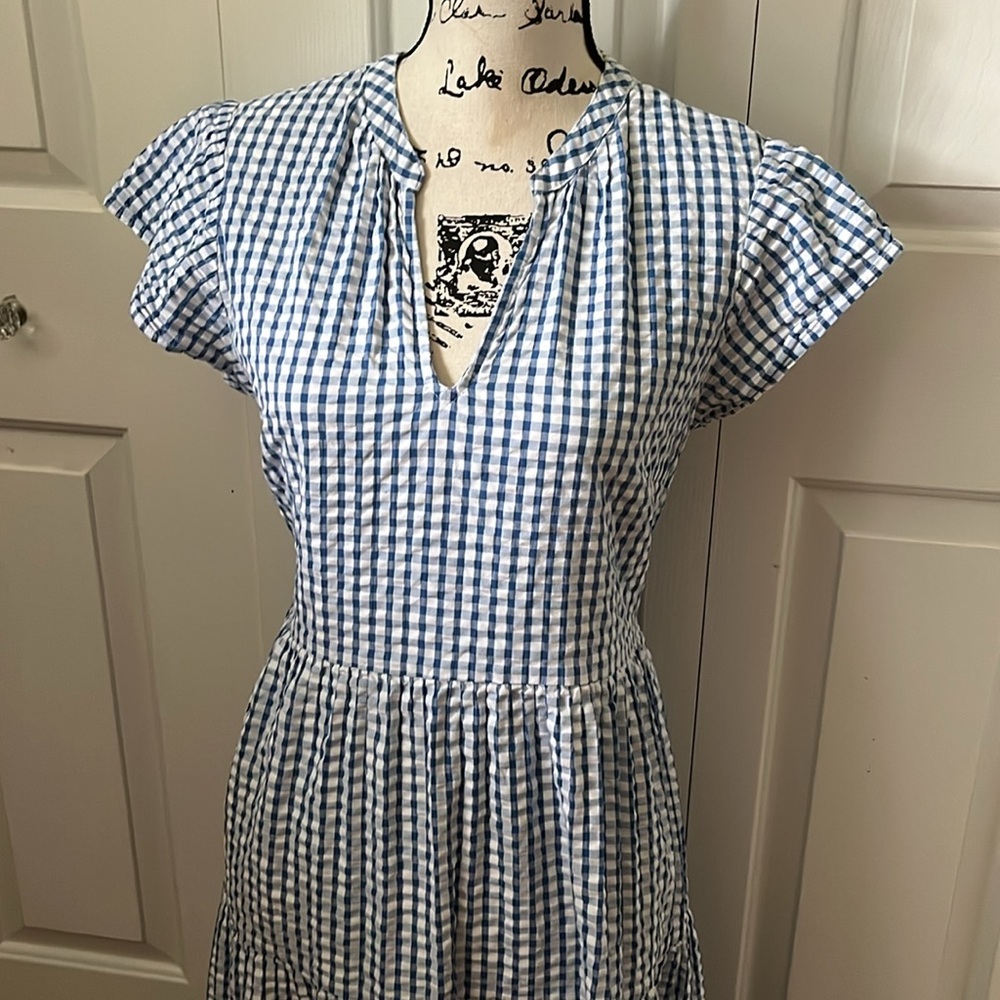 St. John’s Bay Blue White Gingham Women's Dress size Medium - Picture 8 of 10